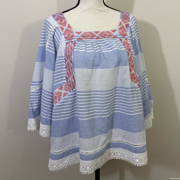 Blue and Red Embroidered Women's Top - Picture 4 of 8